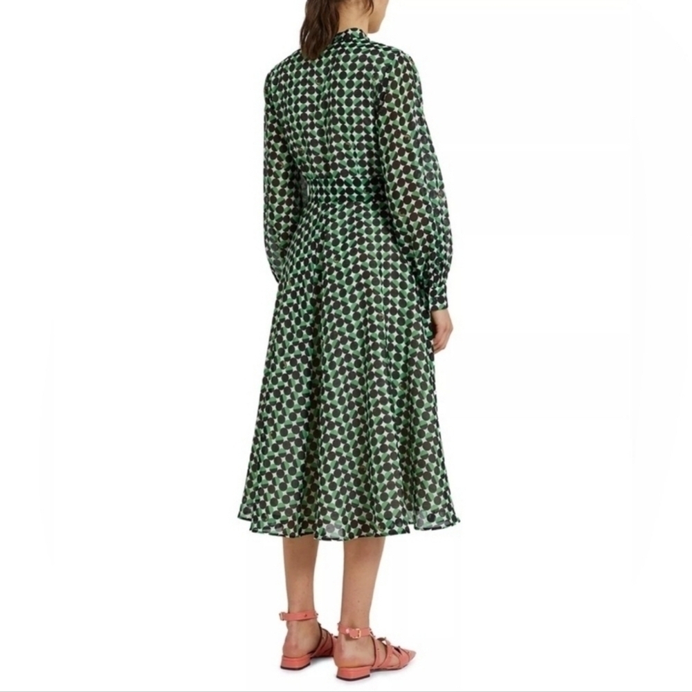 Marella Green Polka Dot Long Sleeve Lined Dress Size 2 - Picture 12 of 12